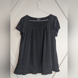 AB Studio black short sleeve blouse